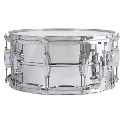  Ludwig LM402 Smooth Chrome Plated Aluminum 6.5 x 14 Inches Snare Drum with Imperial Lugs and Supra-Phonic Strainer