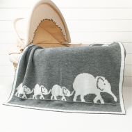 Luerme Baby Knitted Blanket Throws Newborn Crochet Quilt Receiving Blanket Swaddle Wrap Stroller Cover Nursing Blanket Crib Rug Mat Print Blanket Warm Cuddle Sheet 30”X40” (Gray El