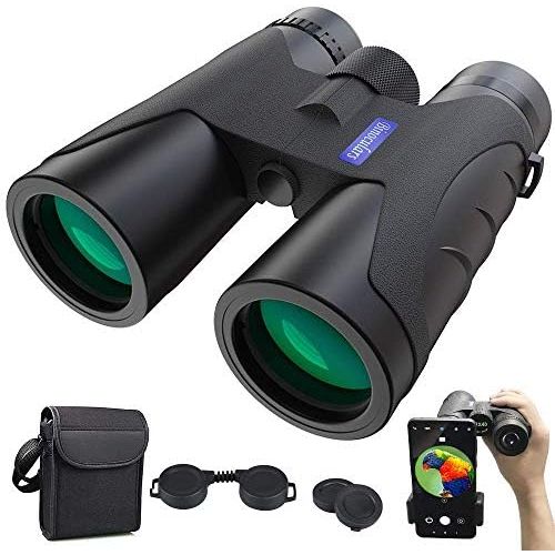  [아마존베스트]SUPALAK Binoculars 12 x 40 HD Anti-Fog Binoculars Night Vision Function BAK4 Prisms FMC Binoculars with Carry Bag and Mobile Phone Adapter Outdoor Telescope for Animal Watching, Hiking, Hu