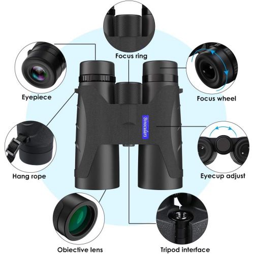  [아마존베스트]SUPALAK Binoculars 12 x 40 HD Anti-Fog Binoculars Night Vision Function BAK4 Prisms FMC Binoculars with Carry Bag and Mobile Phone Adapter Outdoor Telescope for Animal Watching, Hiking, Hu