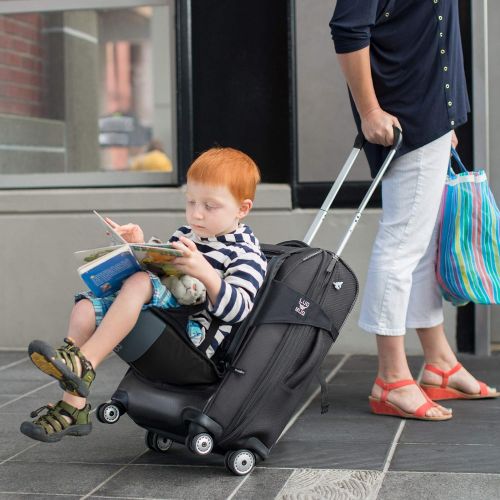  Lugabug Travel Seat, Child Carrier for Carry-On Luggage - Family Travel at Airport Made Easy (Black/Grey)
