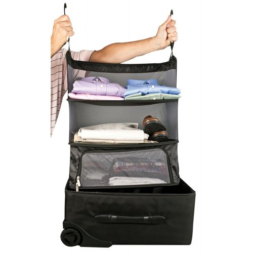  Luggage top bag Travelon Womens Deluxe Packable Shelves with Zippered Compartment, Black