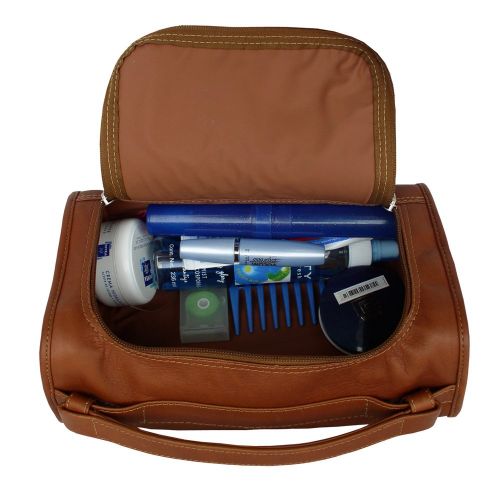 Luggage top bag Piel Leather Half-Moon Utility Kit, Saddle, One Size