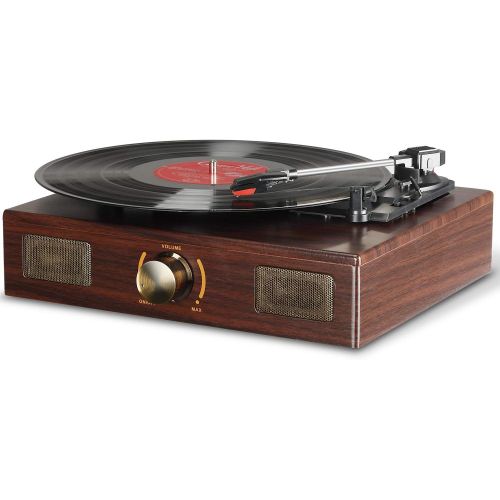  Visit the LuguLake Store LuguLake Vinyl Record Player, 3-Speed Turntable, Belt Drive LP Vintage Phonograph, Built-in Speaker, Aux in and RCA Output, Wooden Finish