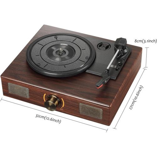  Visit the LuguLake Store LuguLake Vinyl Record Player, 3-Speed Turntable, Belt Drive LP Vintage Phonograph, Built-in Speaker, Aux in and RCA Output, Wooden Finish