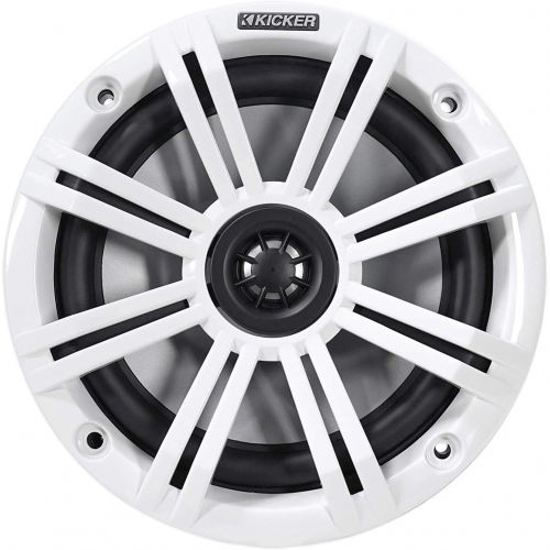  Luibor Kicker 45KM654 6.5 Inch Marine Coaxial Boat Speakers with Black and White Grilles, Pair, 4-Ohm, 195 Max Watts
