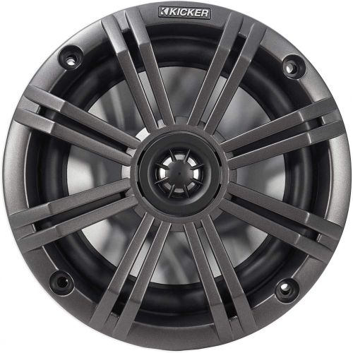  Luibor Kicker 45KM654 6.5 Inch Marine Coaxial Boat Speakers with Black and White Grilles, Pair, 4-Ohm, 195 Max Watts