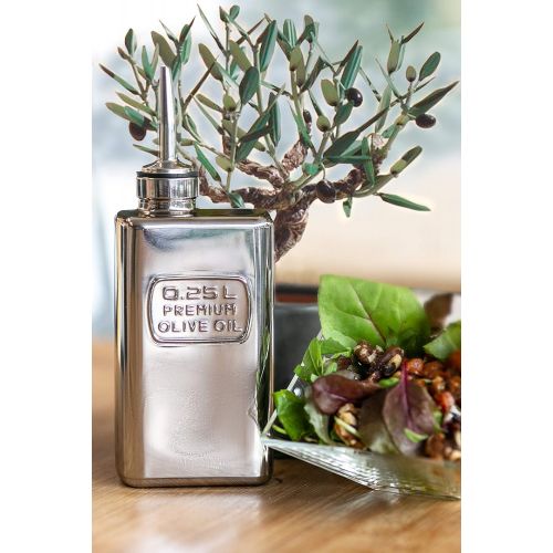  Luigi Bormioli Precious Glass Olive Oil Bottle, 0.25 L, Silver