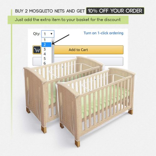  [아마존베스트]Luigi's Mosquito Net for Crib - Baby Crib Net to Protect from Insects & Keep Baby in Safely - with Zipper Feature for Quick, Easy Access (by Luigis)