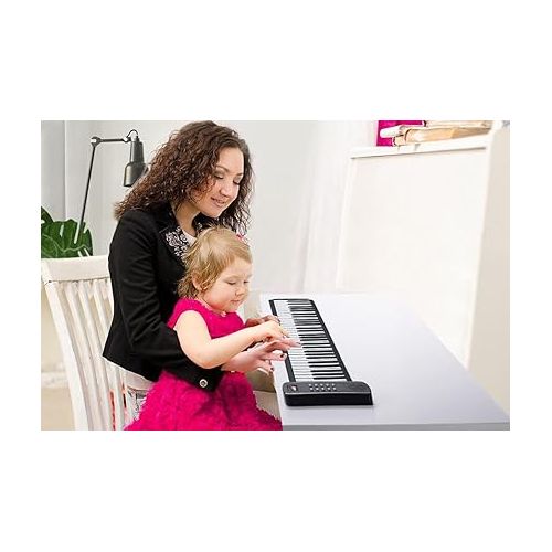  61 Keys Roll Up Piano keyboard piano Upgraded Portable Rechargeable Electronic Hand Roll Piano With Environmental Silicone Piano Keyboard for Beginners (Black)