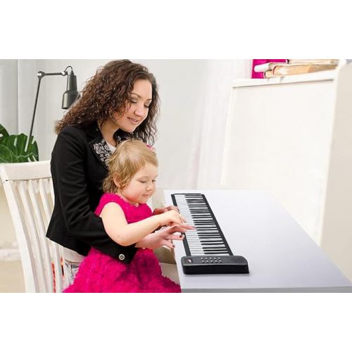  61 Keys Roll Up Piano keyboard piano Upgraded Portable Rechargeable Electronic Hand Roll Piano With Environmental Silicone Piano Keyboard for Beginners (Black)