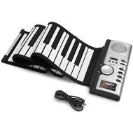 [아마존 핫딜]  [아마존핫딜]Lujex Foldable 61 Keys Flexible Soft Electric Digital Roll Up Keyboard Piano, Silver