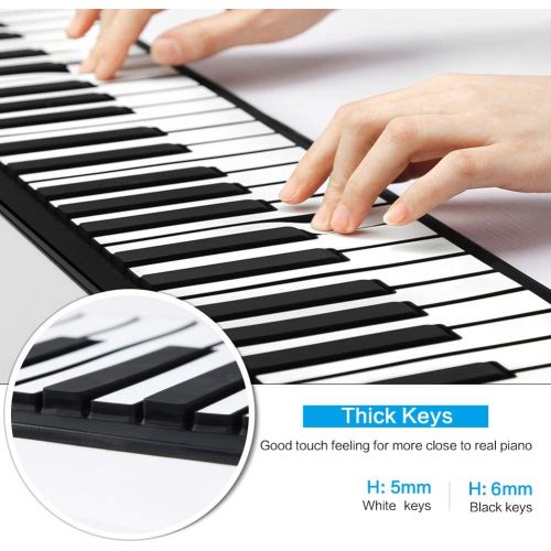  Lujex Roll Up Piano Foldable Piano Flexible Soft Electric Digital Roll Up Keyboard Piano for Beginners(Black, 61Keys)