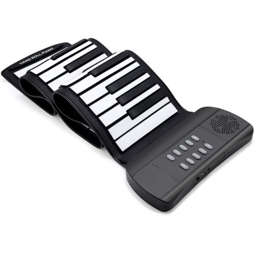  Lujex Roll Up Piano Foldable Piano Flexible Soft Electric Digital Roll Up Keyboard Piano for Beginners(Black, 61Keys)