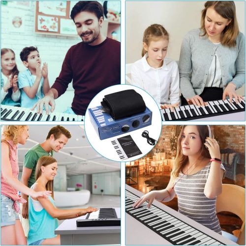  Lujex Roll Up Piano Foldable Piano Flexible Soft Electric Digital Roll Up Keyboard Piano for Beginners(Black, 61Keys)