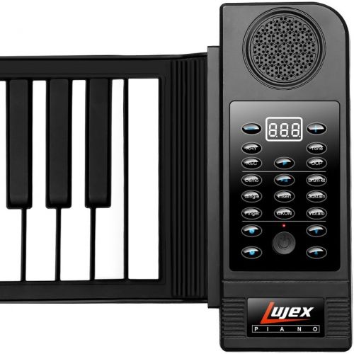  Lujex Upgrade Portable 61 Keys Roll-Up Flexible Electronic Piano Keyboard with Full Soft Responsive Keys Built-in Speaker
