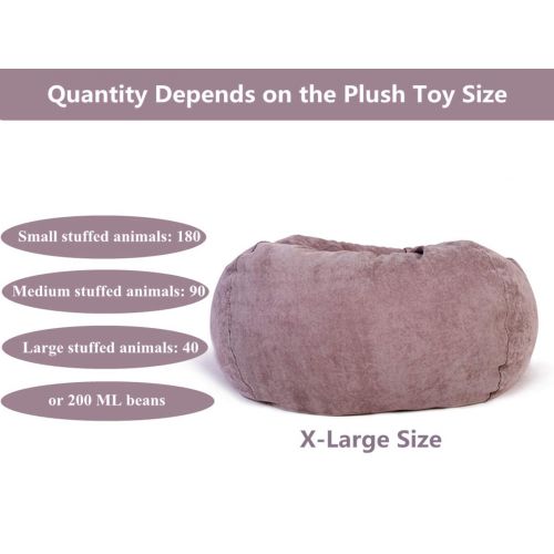  Lukeight Stuffed Animal Storage Bean Bag Chair, Bean Bag Cover for Organizing Kid’s Room - Fits a Lot of Stuffed Animals, X-Large/Gray