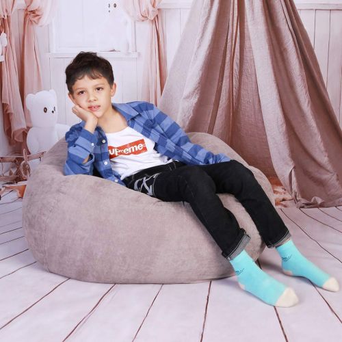  Lukeight Stuffed Animal Storage Bean Bag Chair, Bean Bag Cover for Organizing Kid’s Room - Fits a Lot of Stuffed Animals, X-Large/Gray