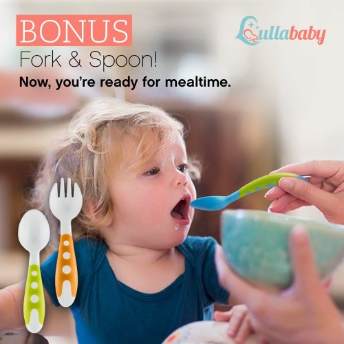  [아마존베스트]Lullababy Best Suction Baby Bowls for Toddlers-Toddler Bowls Baby Feeding Set with Baby Utensils | Bonus Baby...