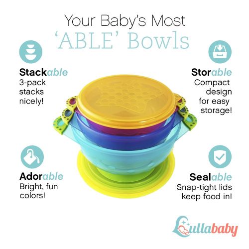  [아마존베스트]Lullababy Best Suction Baby Bowls for Toddlers-Toddler Bowls Baby Feeding Set with Baby Utensils | Bonus Baby...