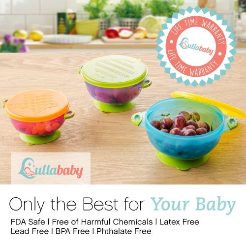  [아마존베스트]Lullababy Best Suction Baby Bowls for Toddlers-Toddler Bowls Baby Feeding Set with Baby Utensils | Bonus Baby...