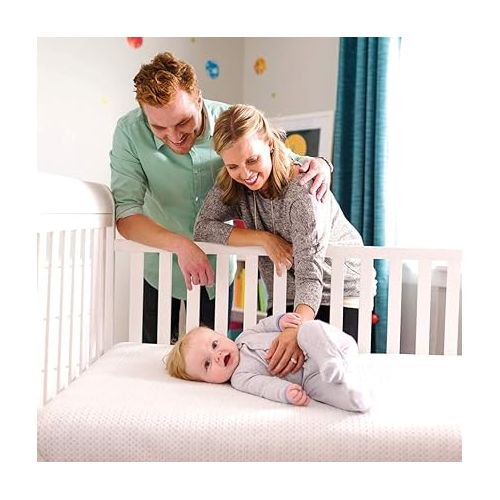  Lullaby Earth Breathe Safe 2-Stage Breathable Crib Mattress - Chemical Free, Dual Firmness Natural Mattress with Removable Washable Protector - Packaging May Vary