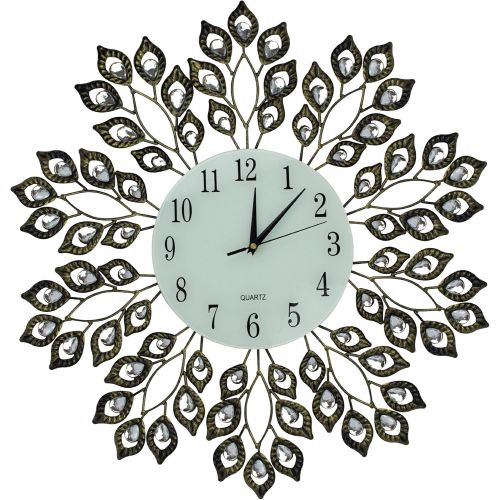  LuLu Decor, 25” Antique Metal Wall Clock, 9” White Glass Dial with Arabic Numbers, Decorative Clock for Living Room, Bedroom, Office Space