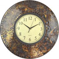 LuLu Decor, 19 Baltic Amber Mosaic Wall Clock with 9.5 Brown Arabic Glass Dial, 4.50 Mosaic Border, Silent Non-ticking Quartz, Perfect for Housewarming Gift (LP72)