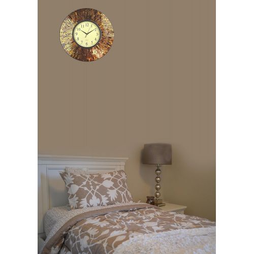  LuLu Decor, 19 Baltic Amber Mosaic Wall Clock with 9.5 Brown Arabic Glass Dial, 4.50 Mosaic Border, Silent Non-ticking Quartz, Perfect for Housewarming Gift (LP72)