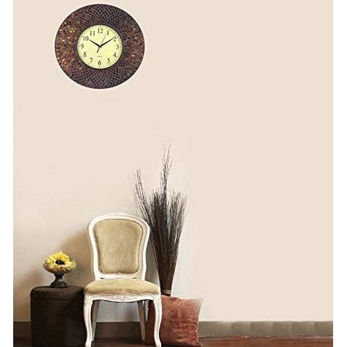  LuLu Decor, 19 Baltic Amber Mosaic Wall Clock with 9.5 Brown Arabic Glass Dial, 4.50 Mosaic Border, Silent Non-ticking Quartz, Perfect for Housewarming Gift (LP72)