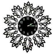 /LuluDecorInc Decorative Black Leaf Metal Wall Clock, Black Glass Dial in Arabic Numerals, Clock Diameter 25, Glass Dial 9 [Leaf 53ND]- Free Shipping