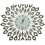 LuluDecorInc Decorative Vintage Leaf Metal Wall Clock Diameter 25, Arabic Glass Dial 9 [ Leaf 53GD]- Free Shipping