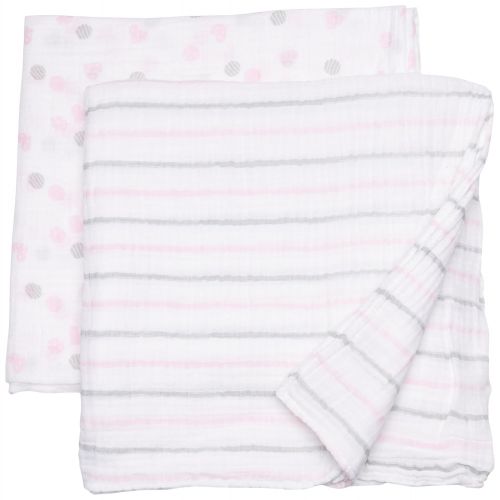  Lulujo Baby lulujo Baby Muslin Swaddling Blankets and Stroller Clips Baby Set, Pink