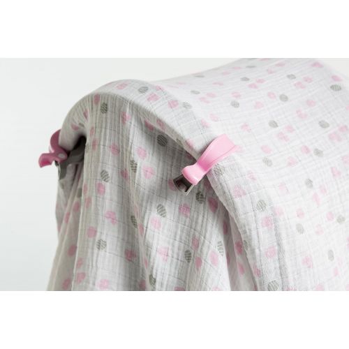  Lulujo Baby lulujo Baby Muslin Swaddling Blankets and Stroller Clips Baby Set, Pink