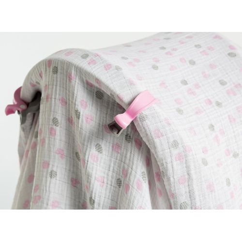  Lulujo Baby lulujo Baby Muslin Swaddling Blankets and Stroller Clips Baby Set, Pink