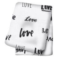 Lulujo Baby Bamboo Muslin Silky Soft Swaddling Blanket, Love, 47 x 47-Inches