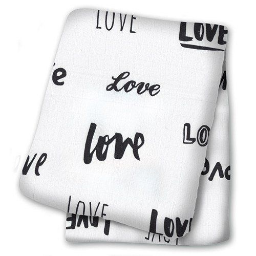  Lulujo Baby Bamboo Muslin Silky Soft Swaddling Blanket, Love, 47 x 47-Inches