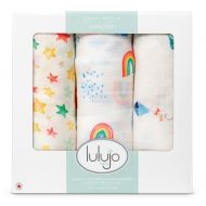 Lulujo Baby Set of 3 Deluxe Muslin Swaddle Blankets, High in The Sky, 47 x 47-Inch