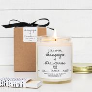 /Lulusugar Champagne + Strawberries Scented Soy Candle - 8 oz candle | Soy Candle Gift | Gift for Her | Mothers Day Gift | Celebration Gift |Send Gift