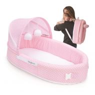 Lulyboo Travel Infant Bed - On The Go Baby Lounger Backpack - Combines Crib, Playpen And Changing Station (Pink)