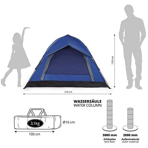  Lumaland Outdoor leichtes Pop Up Wurfzelt 3 Personen Zelt Camping Reise Trekking Festival Sekundenzelt 210 x 190 x 110 cm Tragetasche