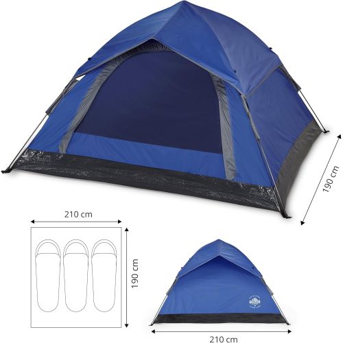  Lumaland Outdoor leichtes Pop Up Wurfzelt 3 Personen Zelt Camping Reise Trekking Festival Sekundenzelt 210 x 190 x 110 cm Tragetasche