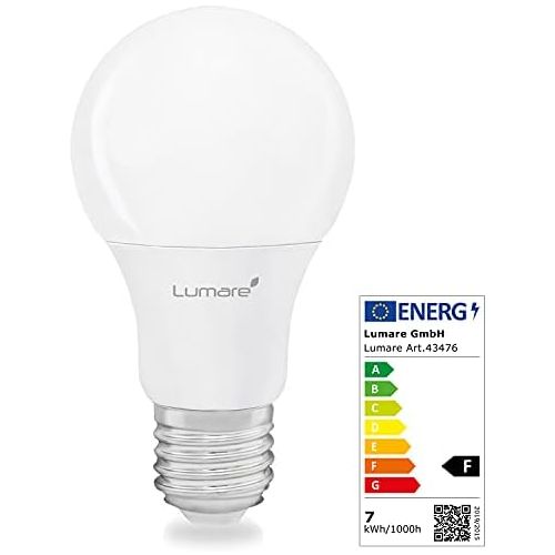  5er Sparset Lumare E27 LED Lampe 7W Ersetzt 60w 600 Lumen Watt Gluehbirne A60 Leuchtmittel 2700 Kelvin warmweiss Fassung