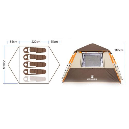  Lumeng Waterproof Double Layer Dome Tent Portable Automatic Mesh Sun Shelter Pop-up Camping Tent (Color : Brown, Size : One Size)