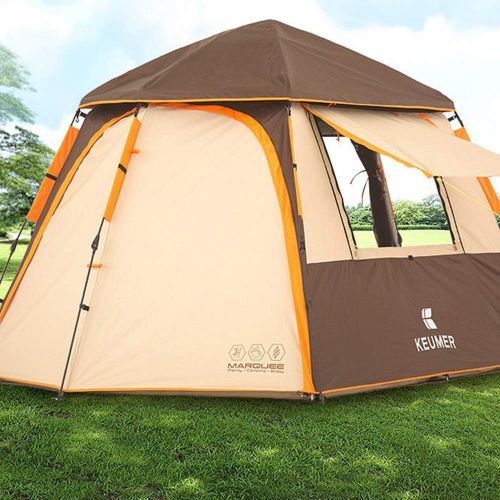  Lumeng Waterproof Double Layer Dome Tent Portable Automatic Mesh Sun Shelter Pop-up Camping Tent (Color : Brown, Size : One Size)