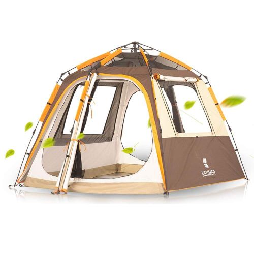  Lumeng Waterproof Double Layer Dome Tent Portable Automatic Mesh Sun Shelter Pop-up Camping Tent (Color : Brown, Size : One Size)