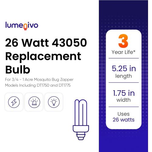  26 Watt Bug Zapper Bulb Replacement for DynaTrap 43050 by Lumenivo - 26W Bug Zapper Light Bulbs Outdoor for Mosquito Control - for Models DT1750 and DT1775 - ¾ Acre and 1 Acre Cove