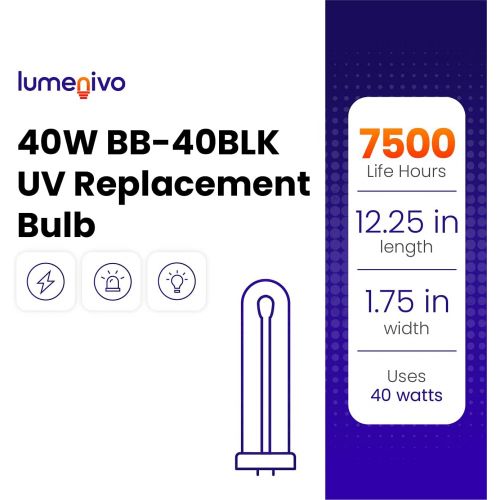  Bug Zapper Light Bulb Replacement for BB-40BLK Black Flag by Lumenivo - 40 watt Bug Zapper Bulb with G10Q-4 Square 4 Pin Base - 1-1/2 Acre Insect Zapper Light Bulb Replacement - 1