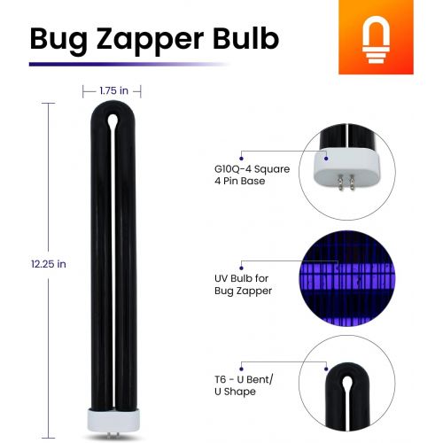  Bug Zapper Light Bulb Replacement for BB-40BLK Black Flag by Lumenivo - 40 watt Bug Zapper Bulb with G10Q-4 Square 4 Pin Base - 1-1/2 Acre Insect Zapper Light Bulb Replacement - 1