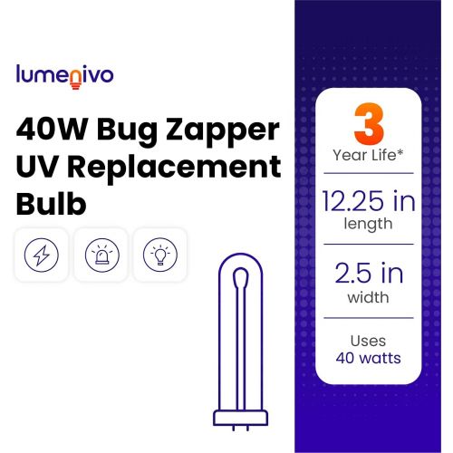  40 Watt Bug Zapper Bulb Replacement for Stinger B4045-4 UVB45 by Lumenivo - UV Blacklight Replacement Bulb for Bug Zapper Outdoor and Indoor Fly Trap for Home - 1 Bulb